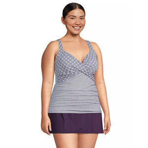 Lands' End‎ Swimsuit UPF 50 Surplice Tankini Top Underwire Purple Plus Size 18